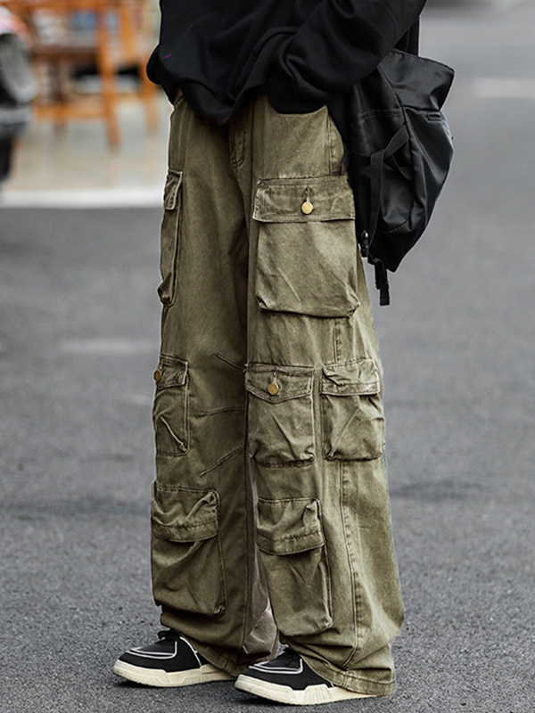 Lose Cargohose mit Vintage-Tasche für Herren-5
