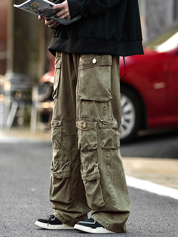 Lose Cargohose mit Vintage-Tasche für Herren-1