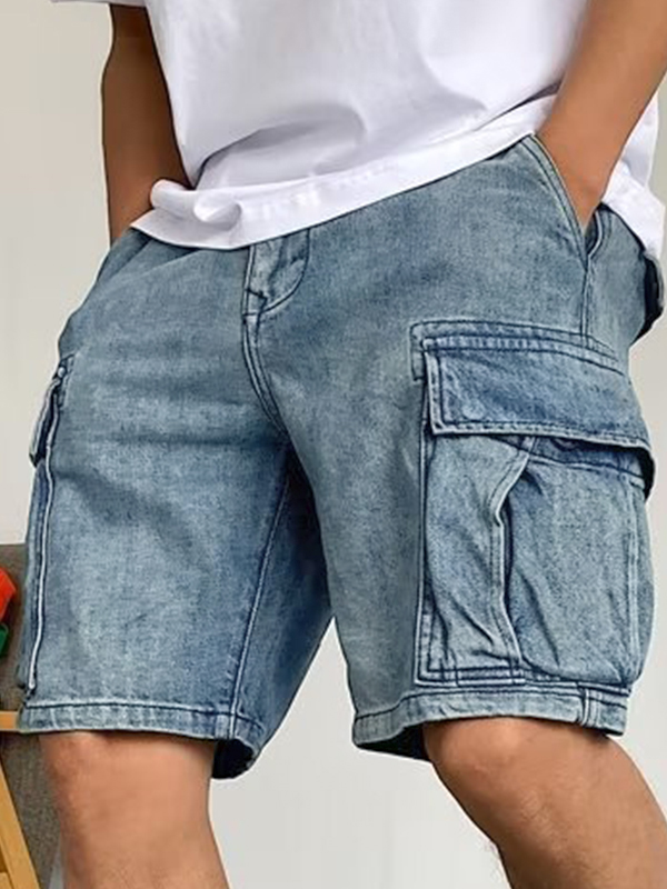 Herren-Cargo-Jeansshorts mit Tasche-1