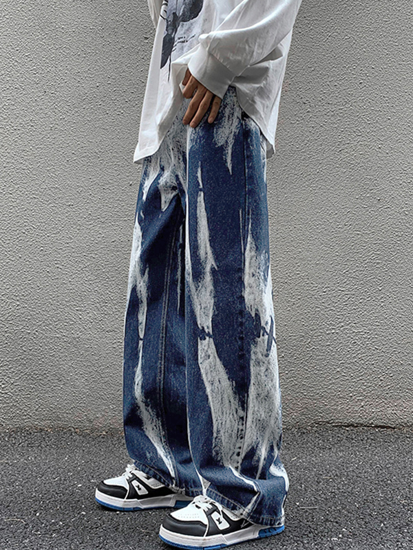 Herren-Jeans mit geradem Bein und Batik-Farbverlauf-2