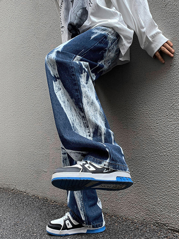 Herren-Jeans mit geradem Bein und Batik-Farbverlauf-3