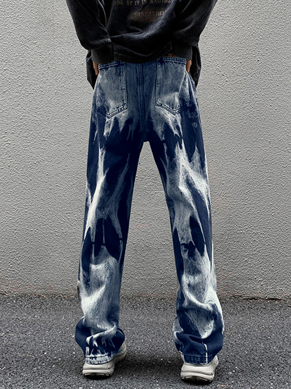 Herren-Jeans mit geradem Bein und Batik-Farbverlauf-1