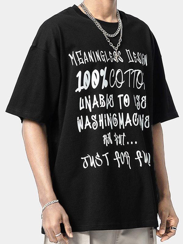 Lockeres Kurzarm-T-Shirt für Herren mit Aufdruck-1
