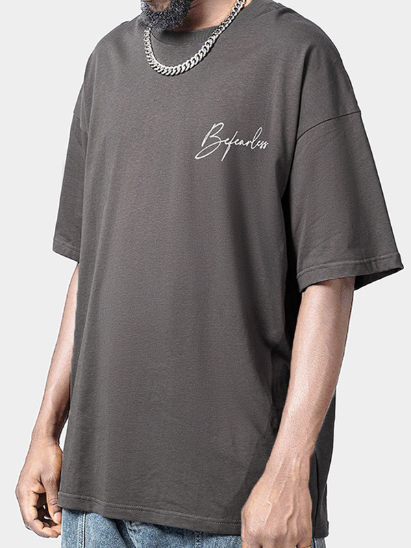 Kurzarm-T-Shirt für Herren im amerikanischen Stil mit Buchstabendruck-1