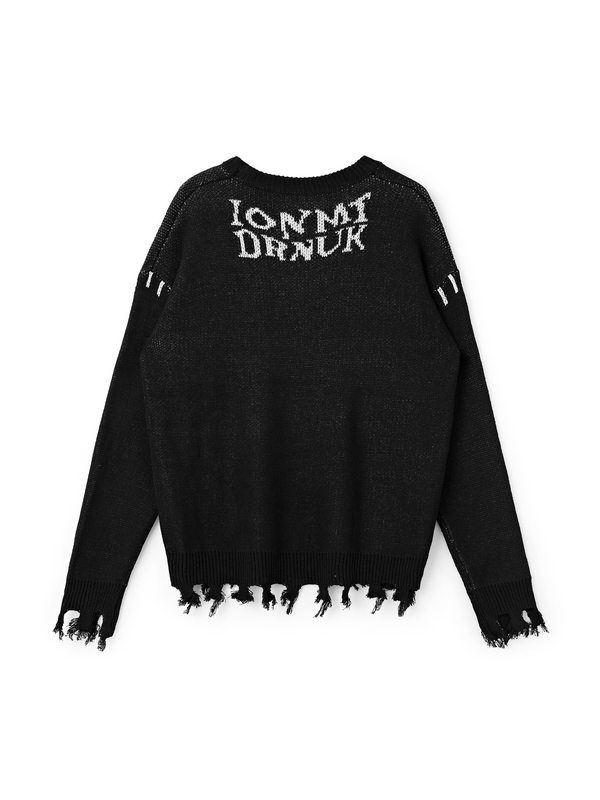 Herren-Pullover mit Buchstabendruck, Nähten, Dekor und Quastensaum-2
