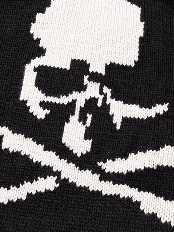 Lockerer Herrenpullover mit Totenkopf-Tattered-Saum-1