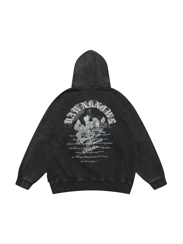 Übergroßer Kapuzenpullover mit verwaschenem Distressed-Buchstaben-Print für Herren-2