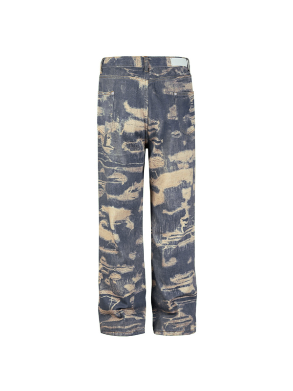 Lose Herrenjeans mit Distressed Ripped Pattern Print-3