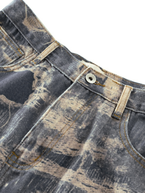 Lose Herrenjeans mit Distressed Ripped Pattern Print-4