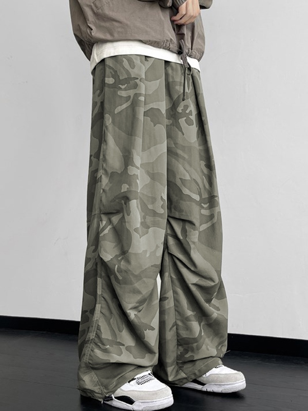 Camo Shirred Bound Feet Parachute Hose mit weitem Bein für Herren-2