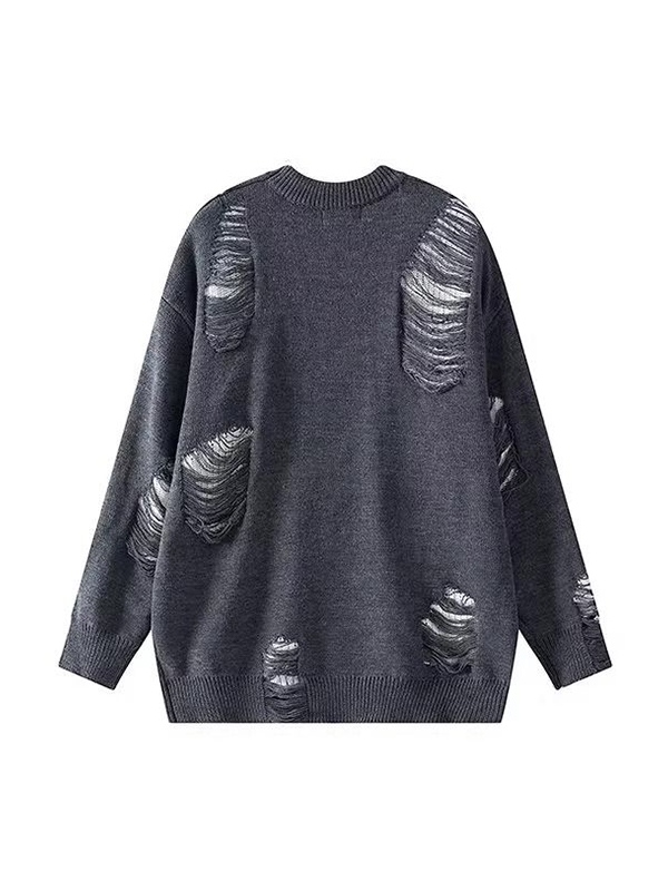 Herrenpullover mit ausgefranstem Stern-Tattered-Design-1