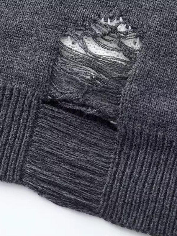Herrenpullover mit ausgefranstem Stern-Tattered-Design-3