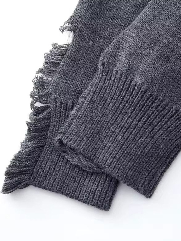 Herrenpullover mit ausgefranstem Stern-Tattered-Design-5