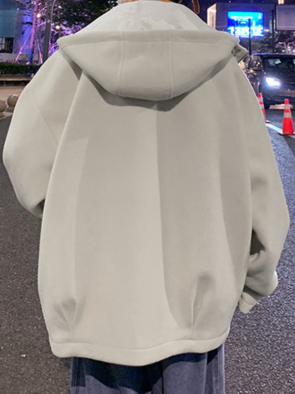 Feste, kurze Wolljacke mit Kapuze und Reißverschluss für Herren-5