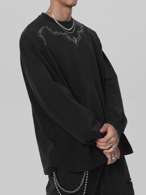 Herren-Sweatshirt mit Thorn-Print in verwaschenem Schwarz-2