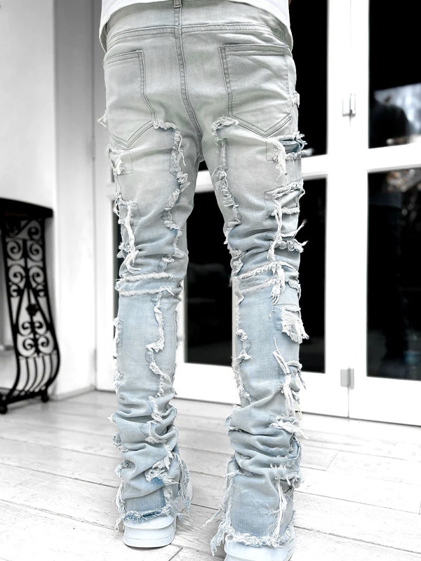 Hellblaue Slim-Jeans mit Raw Trim für Herren-1