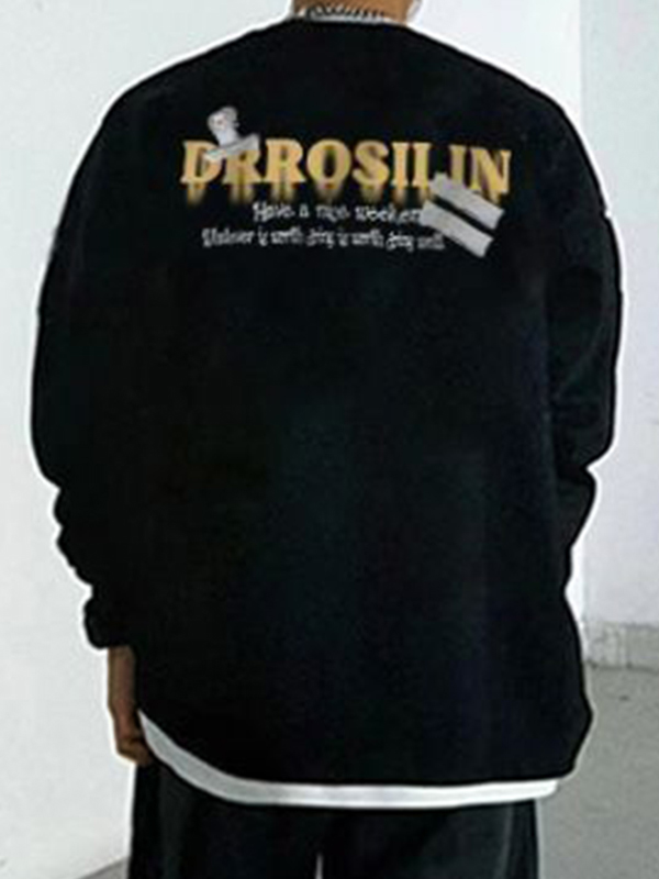 Herren-Pullover-Sweatshirt mit Street-Portrait-Print-1