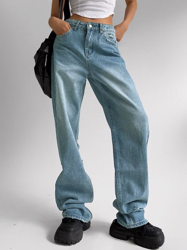 Verwaschene, zerrissene Boyfriend-Jeans im Used-Look-1