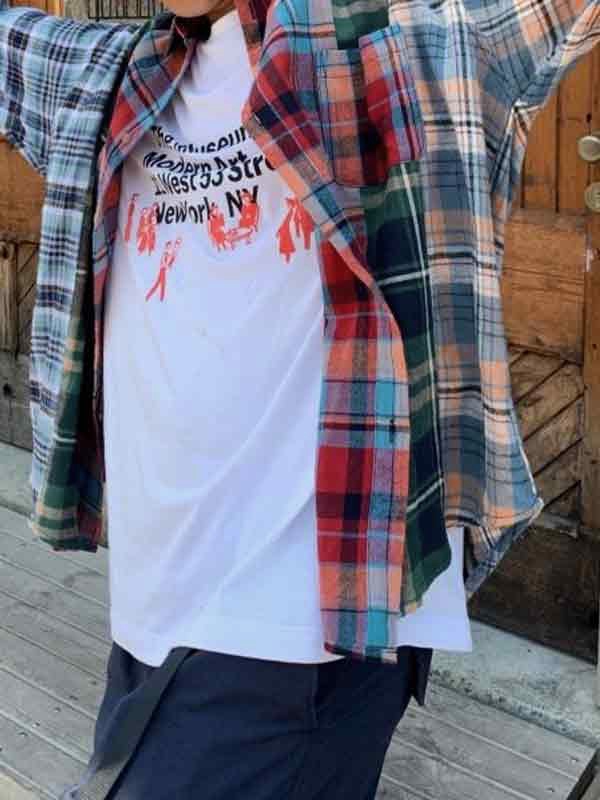 Herren-Bluse mit Vintage-Karomuster und Splice-Langarm-5