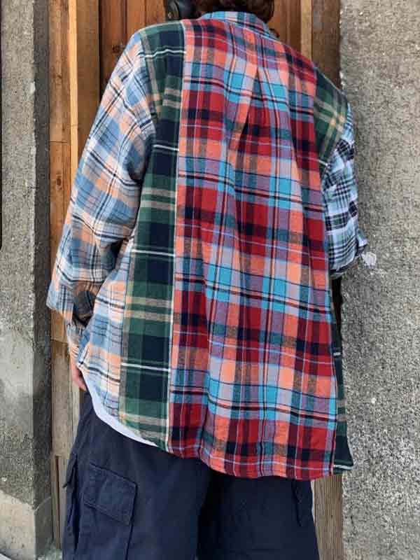 Herren-Bluse mit Vintage-Karomuster und Splice-Langarm-6