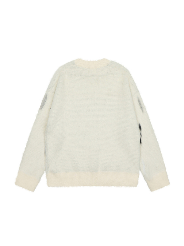 Herren Vintage Abstrakter Kitty Jacquard Pullover Pullover-1