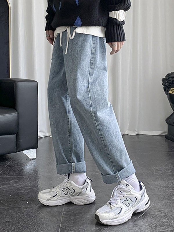 Lockere Basic-Jeans für Herren in blauer Waschung-2
