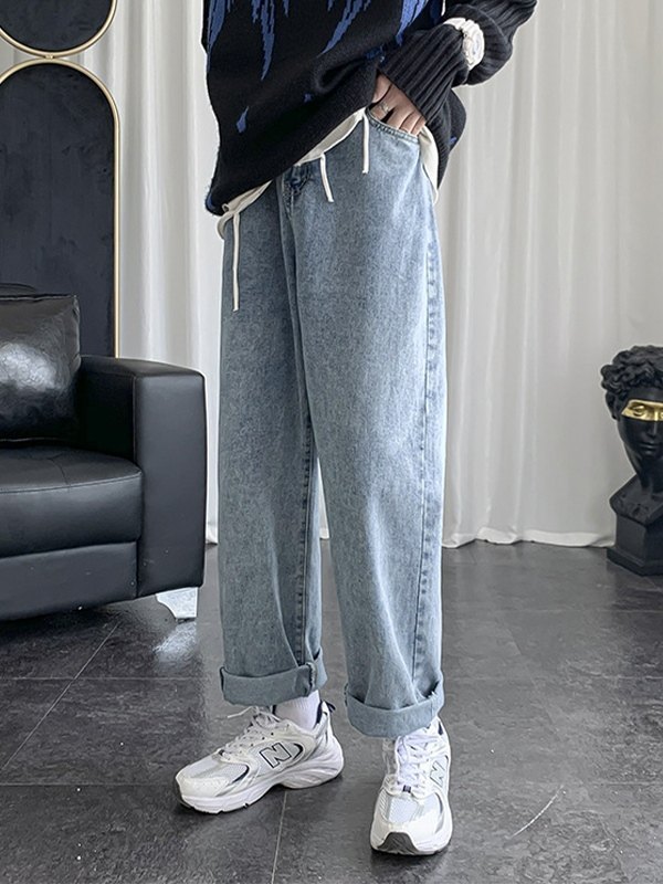 Lockere Basic-Jeans für Herren in blauer Waschung-1