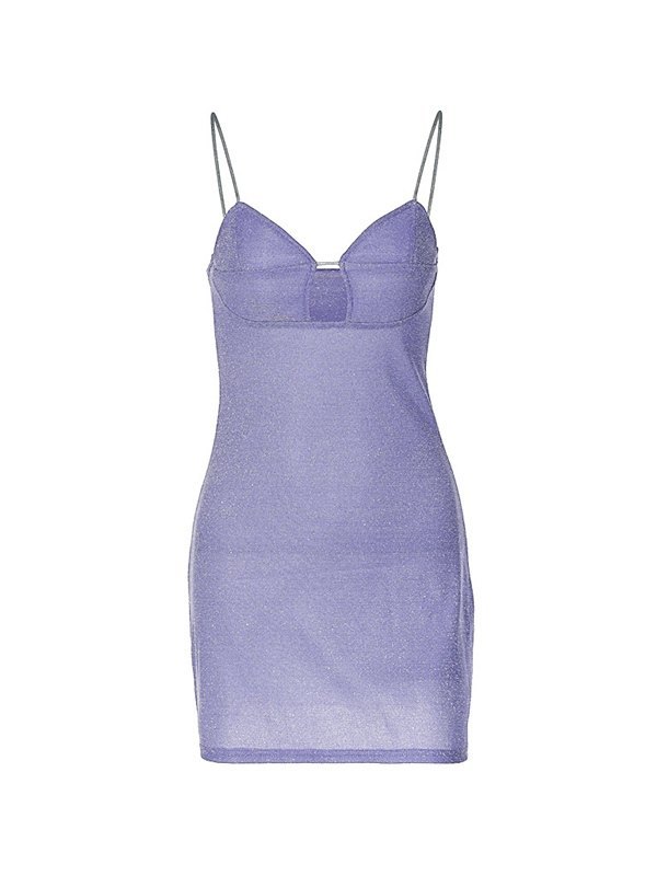 Slip-Minikleid mit Metallic-Ausschnitt-6