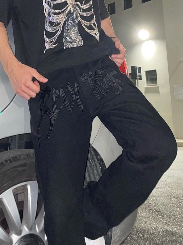 Gewaschene Revenge-Jeans mit geradem Bein für Herren-1