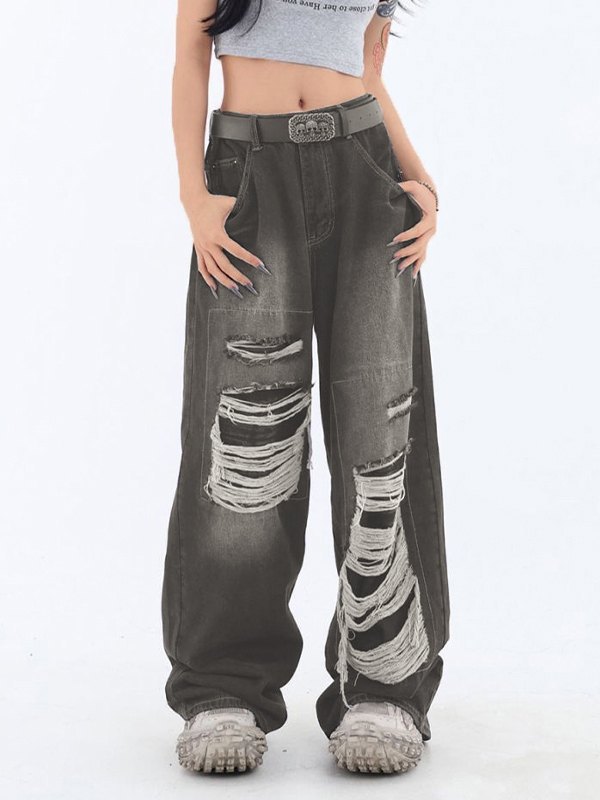 Zerrissene Nischenjeans im Retro-Distressed-Patch-Design-3