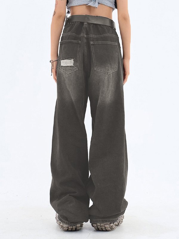 Zerrissene Nischenjeans im Retro-Distressed-Patch-Design-2