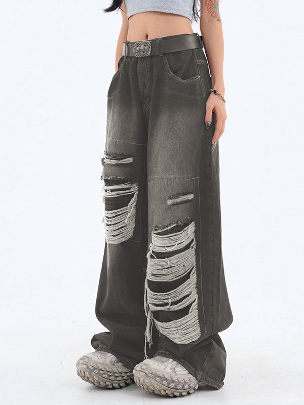 Zerrissene Nischenjeans im Retro-Distressed-Patch-Design-1