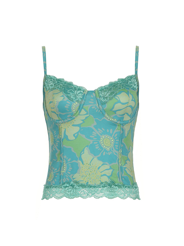 Camisole-Top aus Spitze mit Vintage-Blumendruck-4