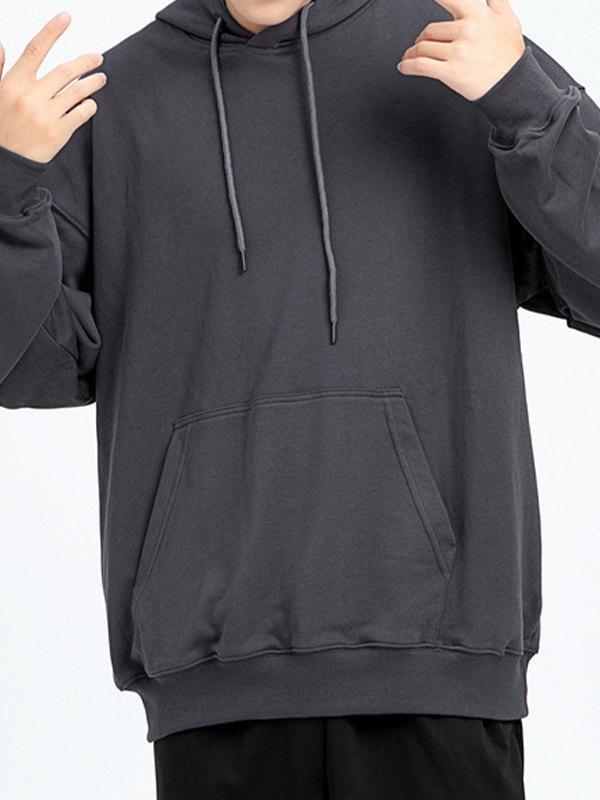 Einfarbiger Pullover-Hoodie für Herren-1