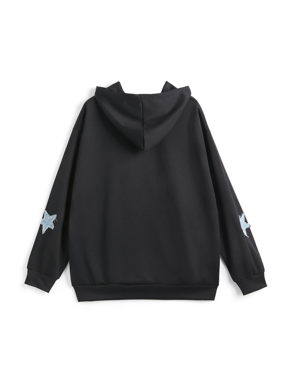 Hoodie mit Reißverschluss für Herren mit Sternenaufnäher-8
