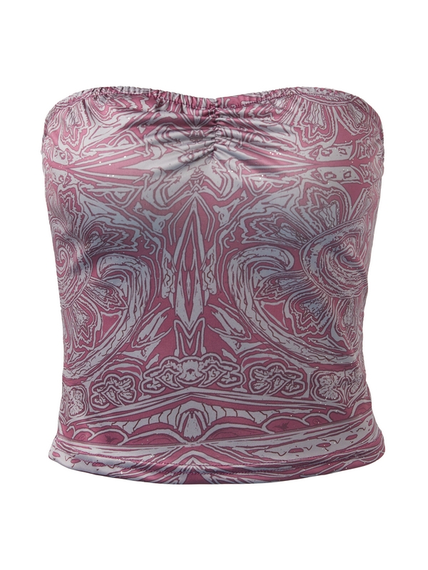 Bandeau-Crop-Top mit zufälligem Druck-4
