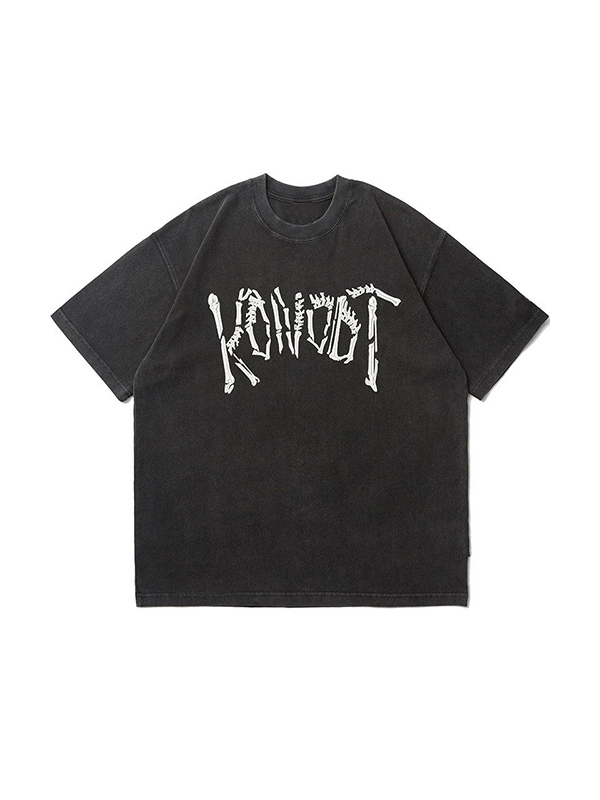 Übergroßes, kurzärmliges Herren-T-Shirt mit verwaschenem Old Skull-Print-3