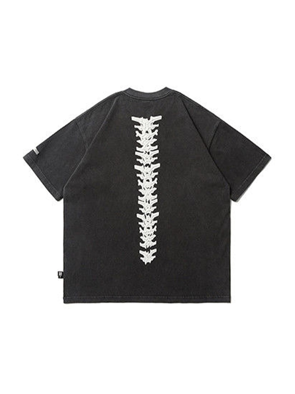 Übergroßes, kurzärmliges Herren-T-Shirt mit verwaschenem Old Skull-Print-4