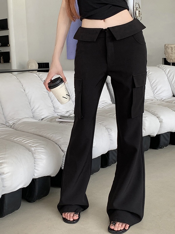 Street-Hose mit umgedrehter Taille und geradem Bein-1