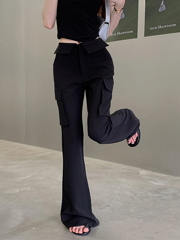 Street-Hose mit umgedrehter Taille und geradem Bein-2