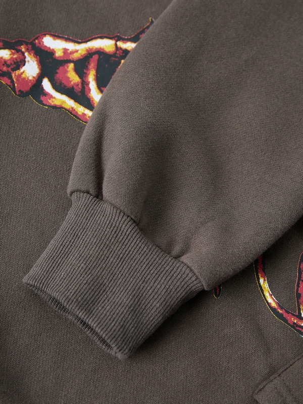 Lockerer Kapuzenpullover mit Skelett-Print-5