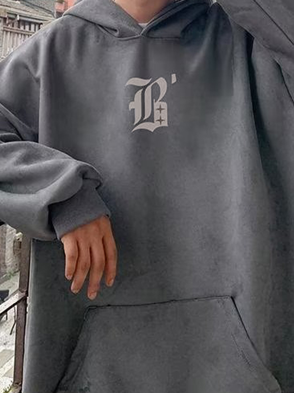 Übergroßer Kapuzenpullover mit Print für Herren-3