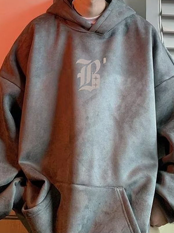 Übergroßer Kapuzenpullover mit Print für Herren-2