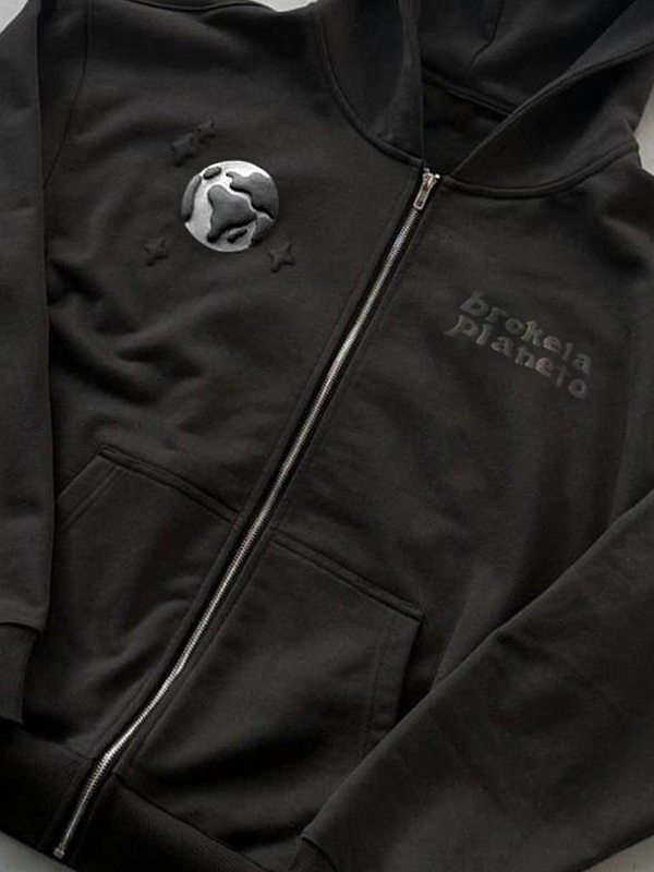 Übergroßer Kapuzenpullover mit Spinnennetz-Print für Herren-3