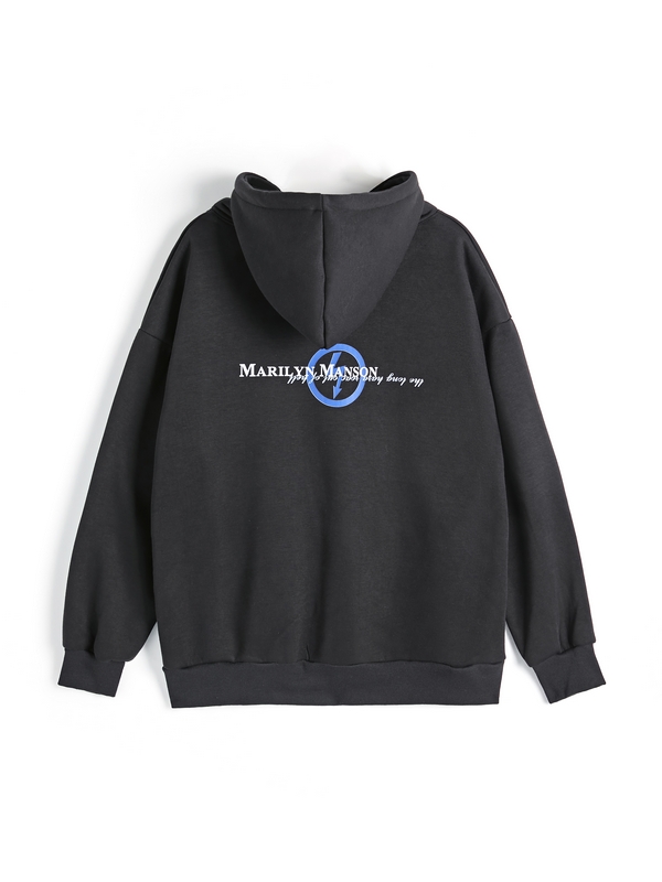 Übergroßer Kapuzenpullover mit Rock-Charakter-Print für Herren-2