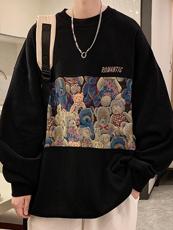 Splice-Sweatshirt mit Bärenmuster für Herren-2