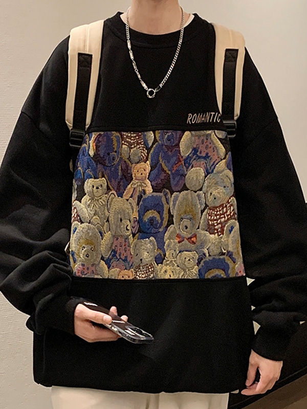 Splice-Sweatshirt mit Bärenmuster für Herren-1