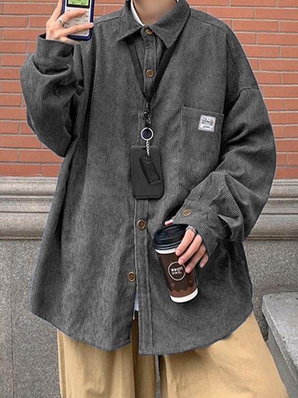 Lockeres Button-Down-Hemd aus Cord für Herren-4
