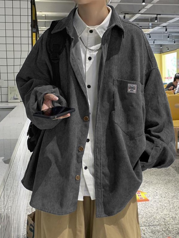 Lockeres Button-Down-Hemd aus Cord für Herren-2