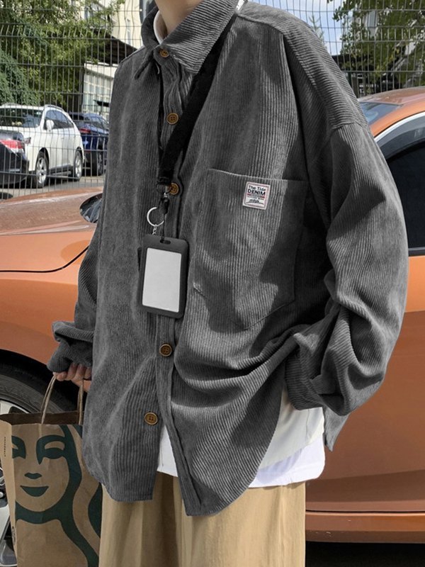 Lockeres Button-Down-Hemd aus Cord für Herren-1